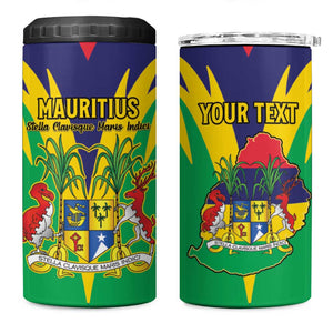 Personalised Republique de Maurice 4 in 1 Can Cooler Tumbler Coat Of Arms Flag Style