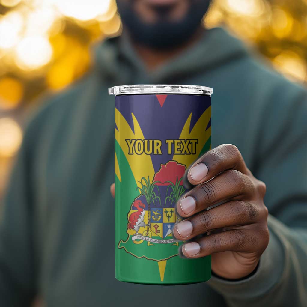 Personalised Republique de Maurice 4 in 1 Can Cooler Tumbler Coat Of Arms Flag Style