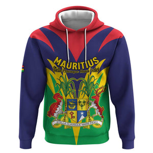 Personalised Republique de Maurice Hoodie Coat Of Arms Flag Style