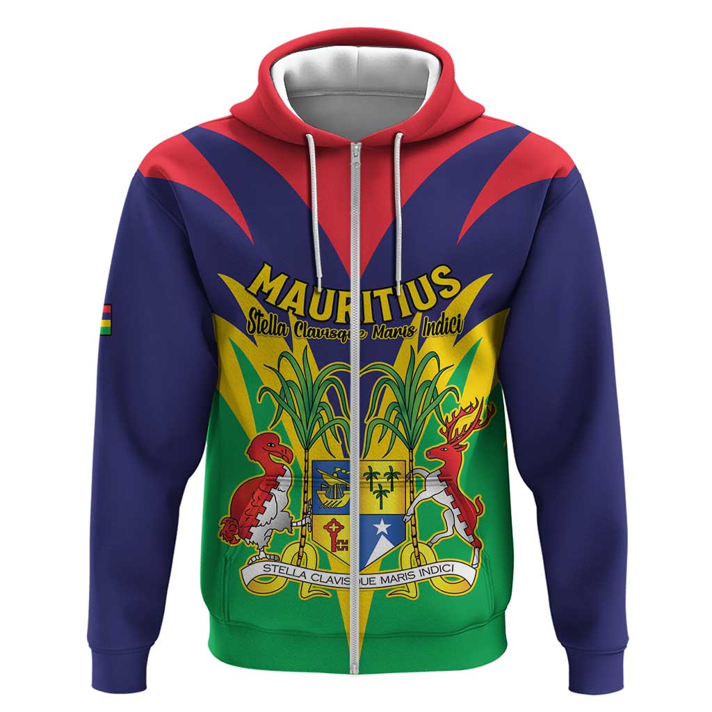 Personalised Republique de Maurice Hoodie Coat Of Arms Flag Style