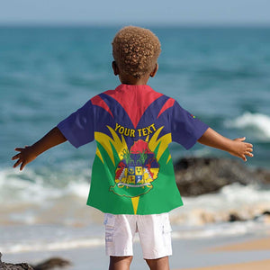 Personalised Republique de Maurice Kid Hawaiian Shirt Coat Of Arms Flag Style