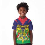 Personalised Republique de Maurice Kid Polo Shirt Coat Of Arms Flag Style