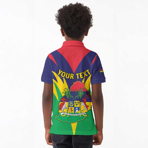 Personalised Republique de Maurice Kid Polo Shirt Coat Of Arms Flag Style