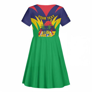 Personalised Republique de Maurice Kid Short Sleeve Dress Coat Of Arms Flag Style