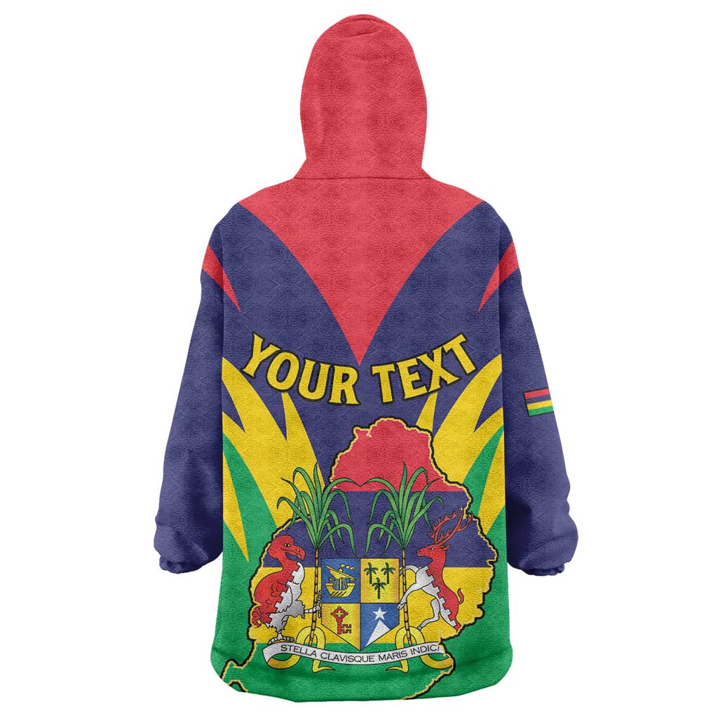 Personalised Republique de Maurice Kid Wearable Blanket Hoodie Coat Of Arms Flag Style