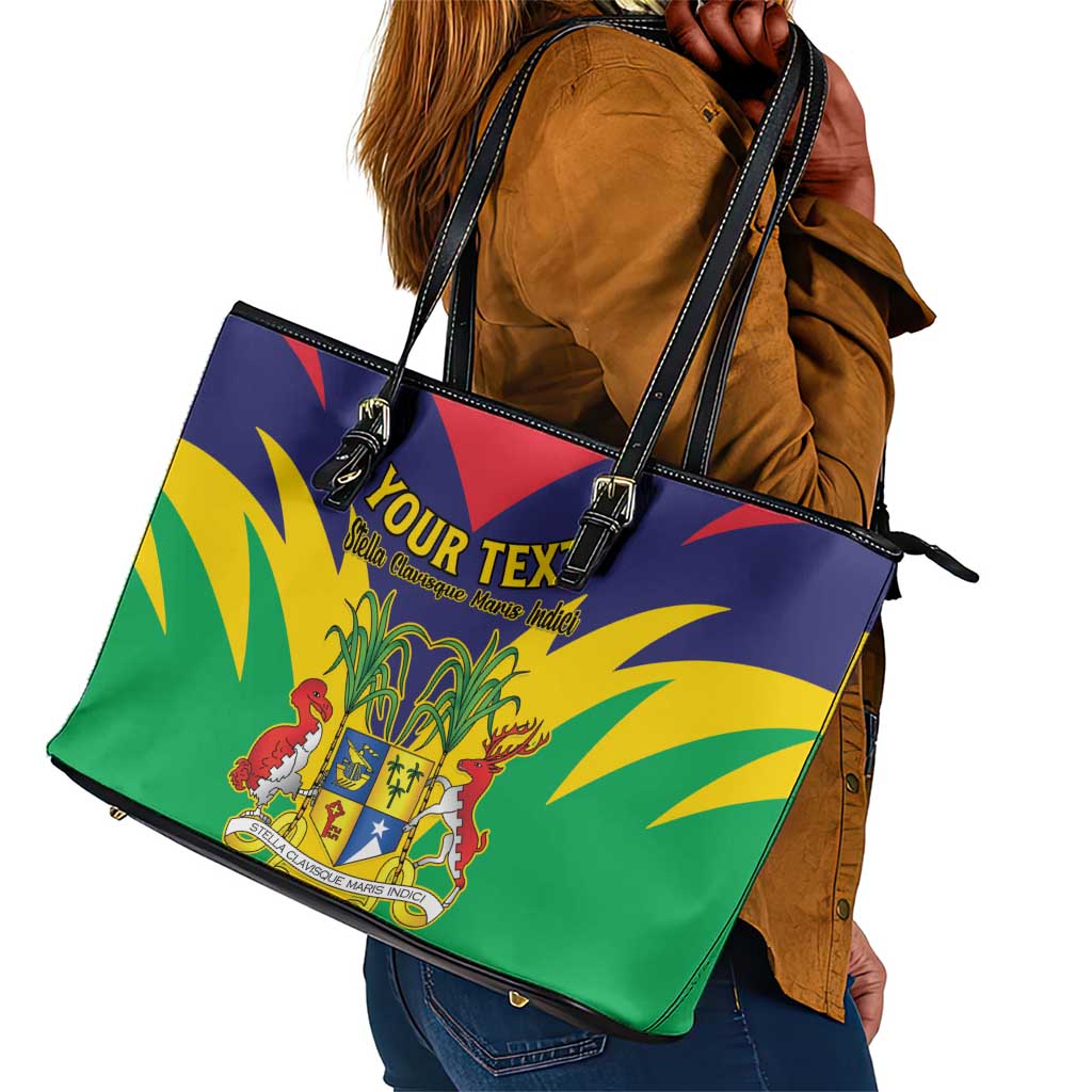 Personalised Republique de Maurice Leather Tote Bag Coat Of Arms Flag Style