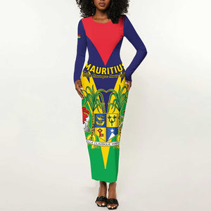 Personalised Republique de Maurice Long Sleeve Bodycon Dress Coat Of Arms Flag Style LT15