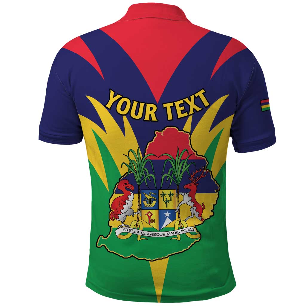 Personalised Republique de Maurice Polo Shirt Coat Of Arms Flag Style