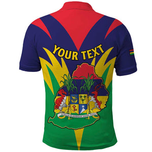 Personalised Republique de Maurice Polo Shirt Coat Of Arms Flag Style
