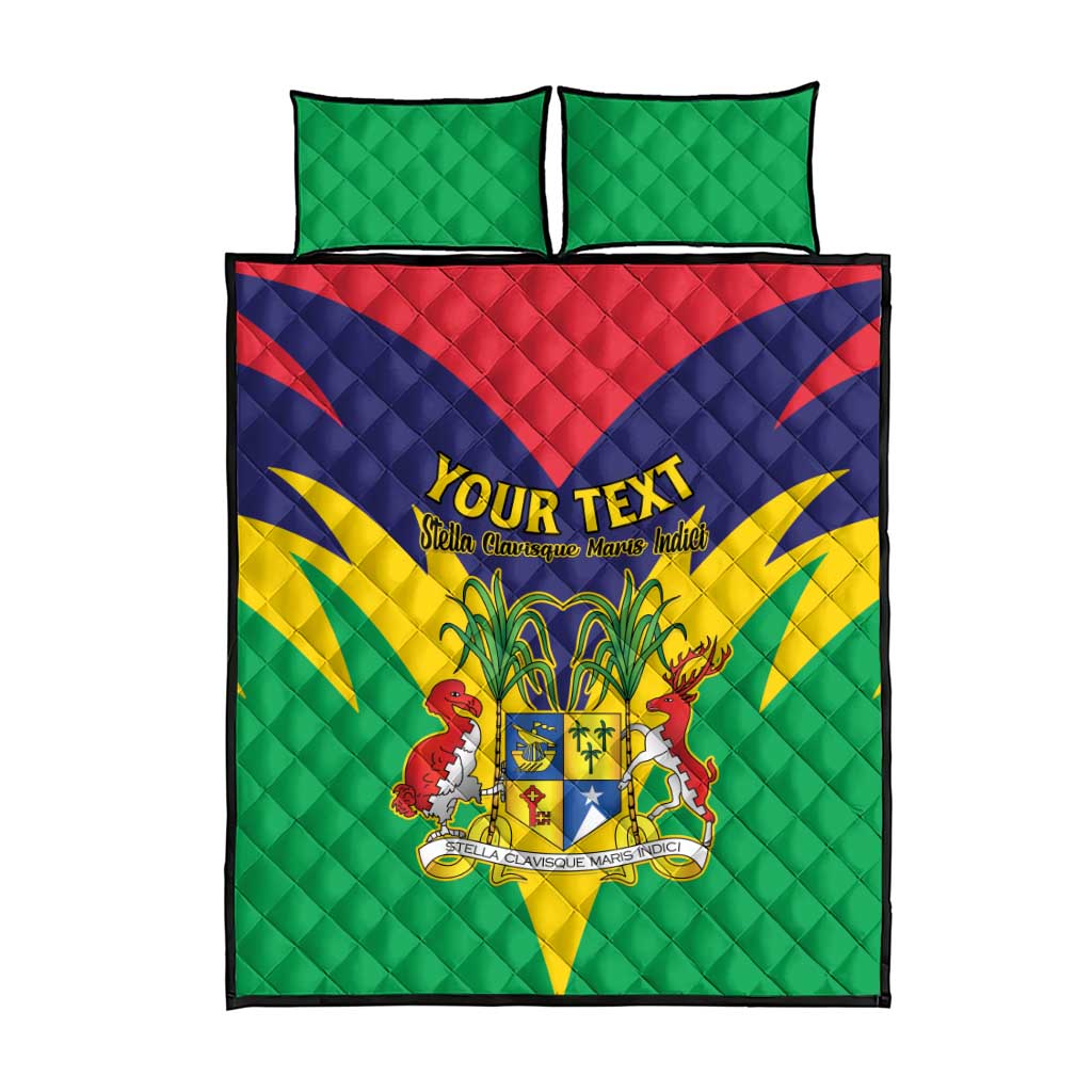 Personalised Republique de Maurice Quilt Bed Set Coat Of Arms Flag Style