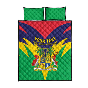 Personalised Republique de Maurice Quilt Bed Set Coat Of Arms Flag Style