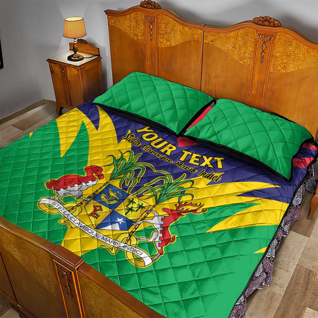 Personalised Republique de Maurice Quilt Bed Set Coat Of Arms Flag Style