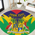 Personalised Republique de Maurice Round Carpet Coat Of Arms Flag Style