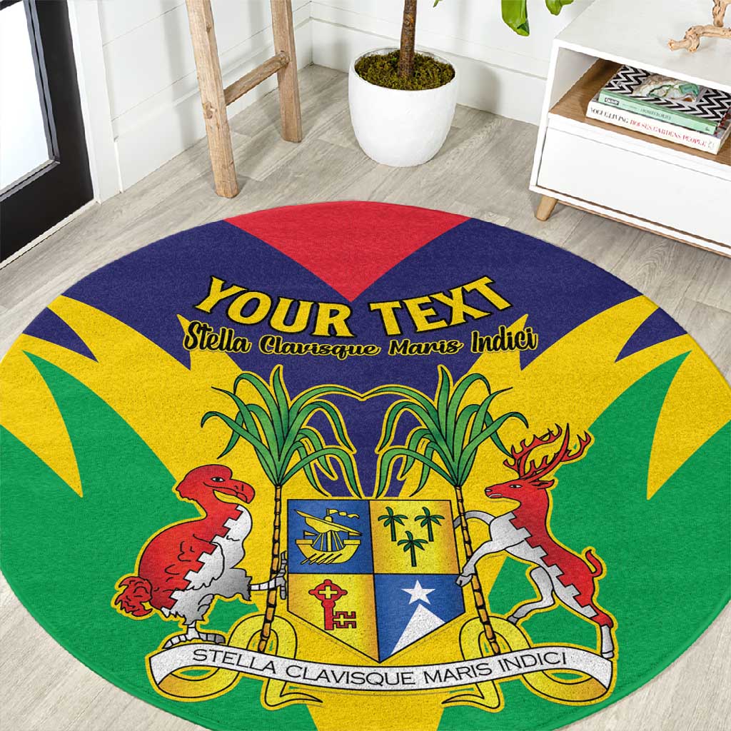 Personalised Republique de Maurice Round Carpet Coat Of Arms Flag Style