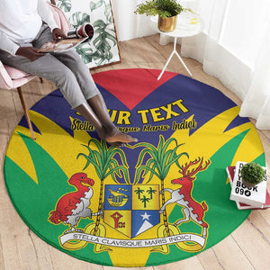 Personalised Republique de Maurice Round Carpet Coat Of Arms Flag Style