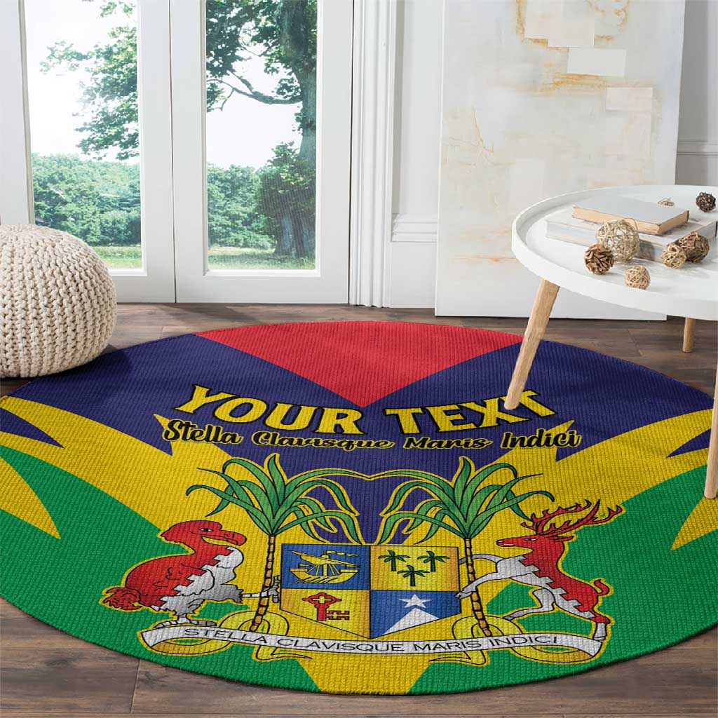 Personalised Republique de Maurice Round Carpet Coat Of Arms Flag Style