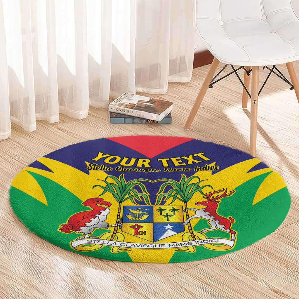 Personalised Republique de Maurice Round Carpet Coat Of Arms Flag Style