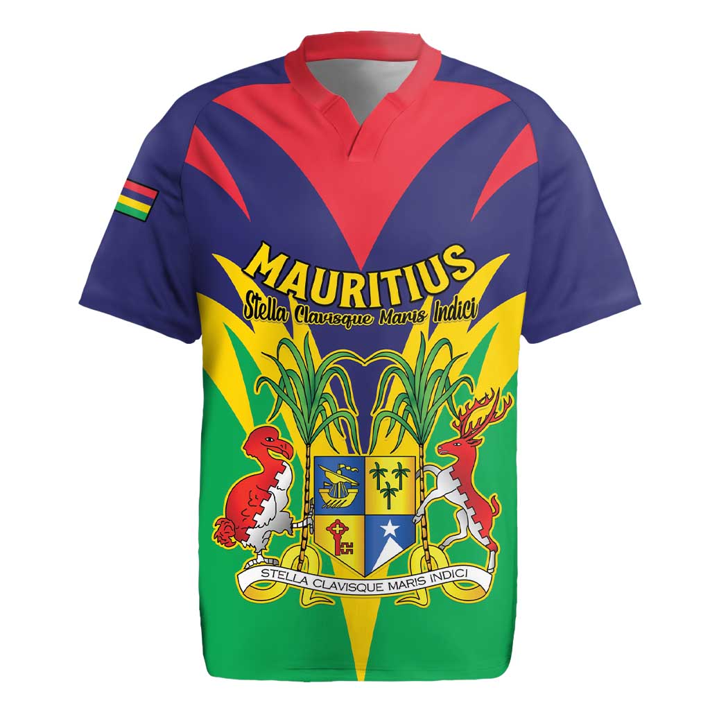 Personalised Republique de Maurice Rugby Jersey Coat Of Arms Flag Style