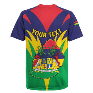 Personalised Republique de Maurice Rugby Jersey Coat Of Arms Flag Style