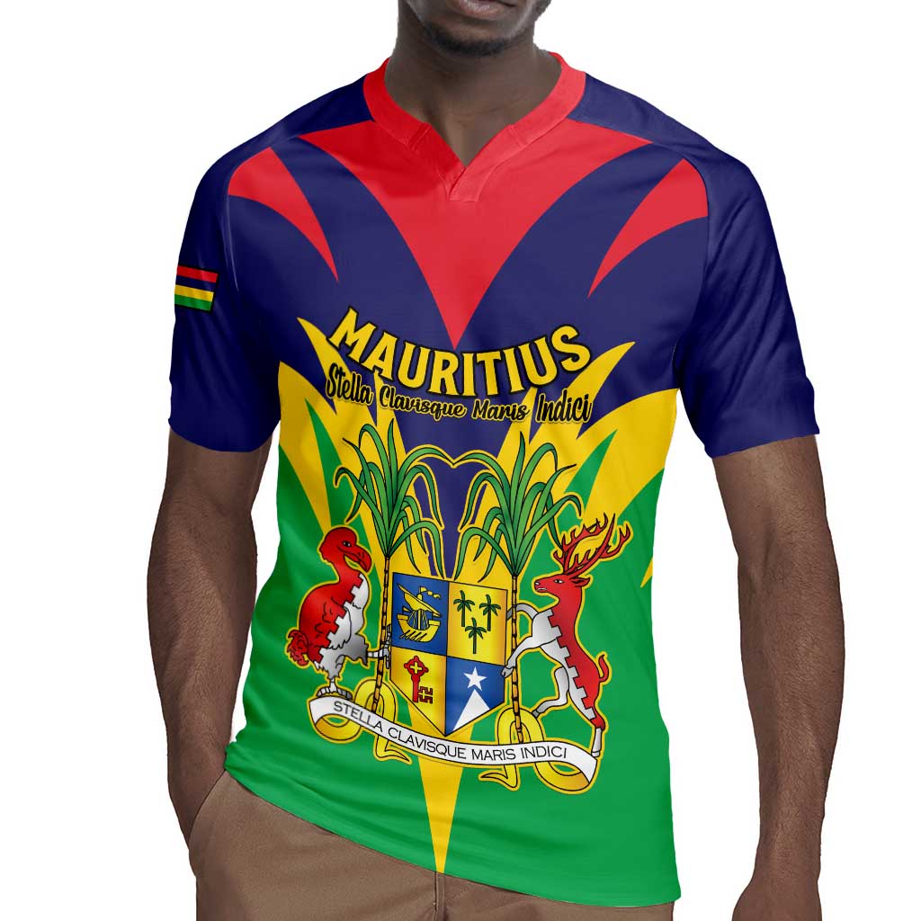 Personalised Republique de Maurice Rugby Jersey Coat Of Arms Flag Style