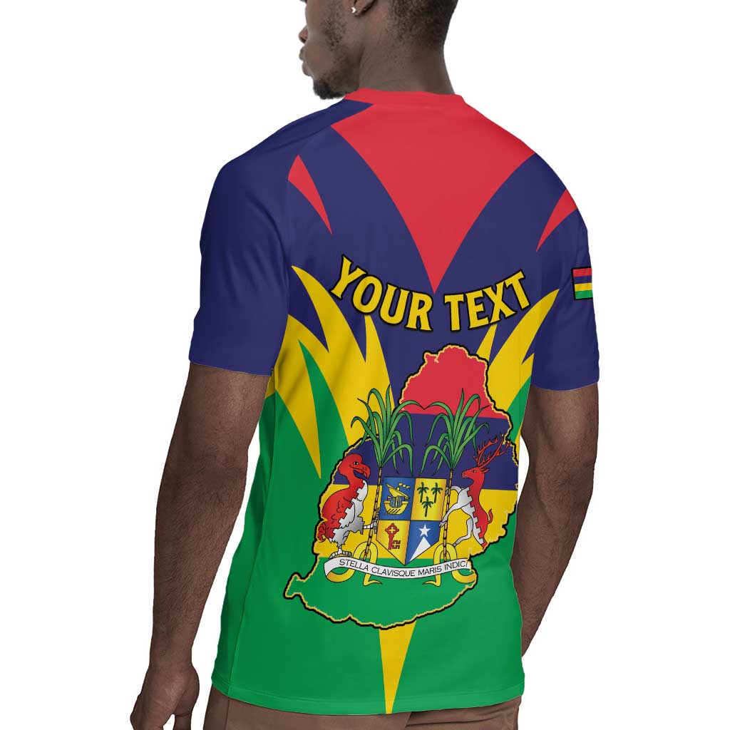 Personalised Republique de Maurice Rugby Jersey Coat Of Arms Flag Style