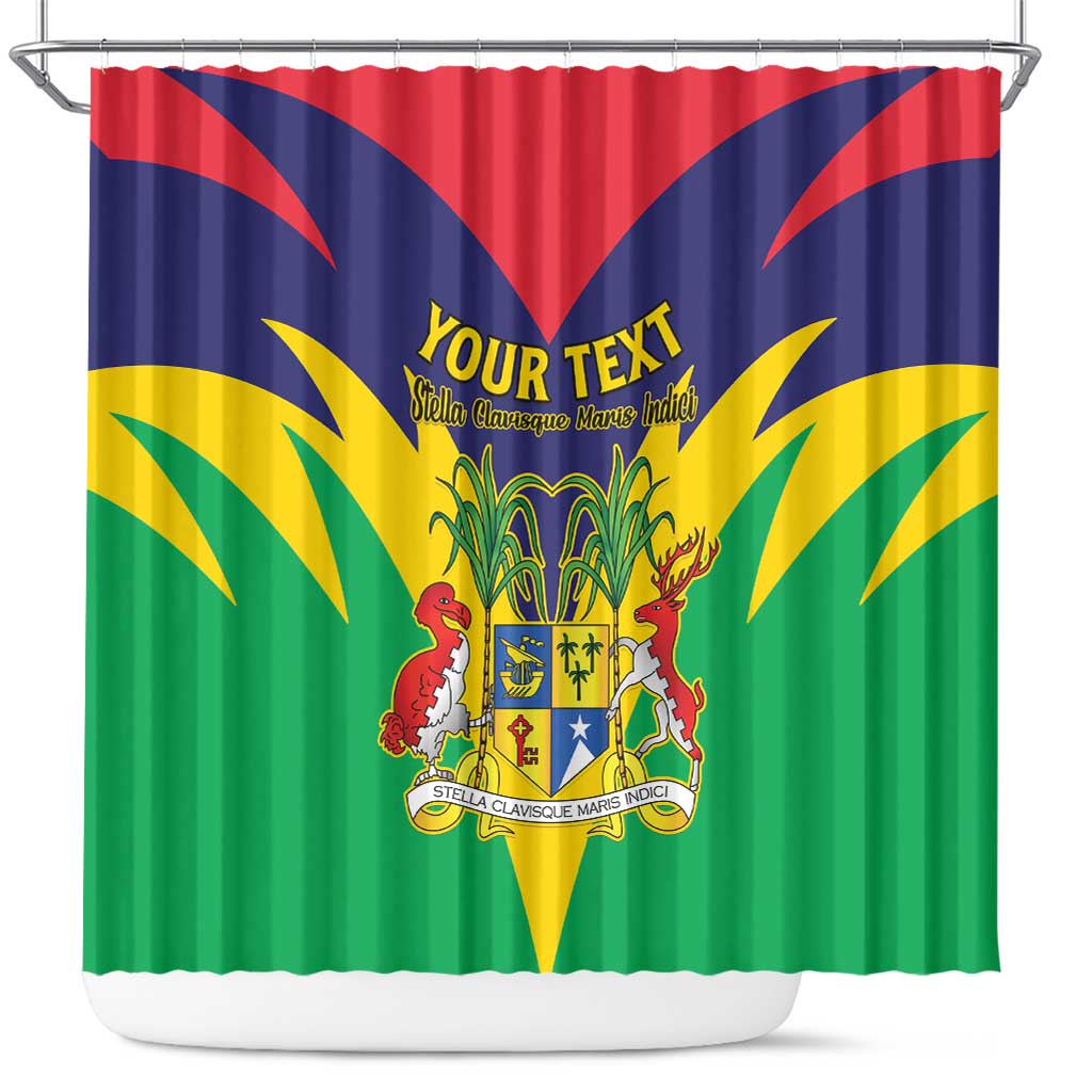 Personalised Republique de Maurice Shower Curtain Coat Of Arms Flag Style