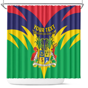 Personalised Republique de Maurice Shower Curtain Coat Of Arms Flag Style