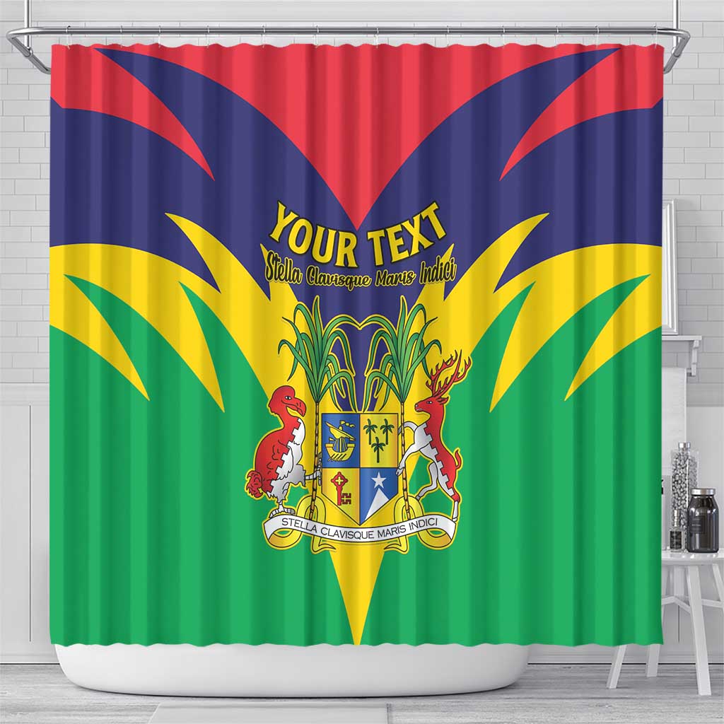 Personalised Republique de Maurice Shower Curtain Coat Of Arms Flag Style