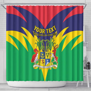 Personalised Republique de Maurice Shower Curtain Coat Of Arms Flag Style