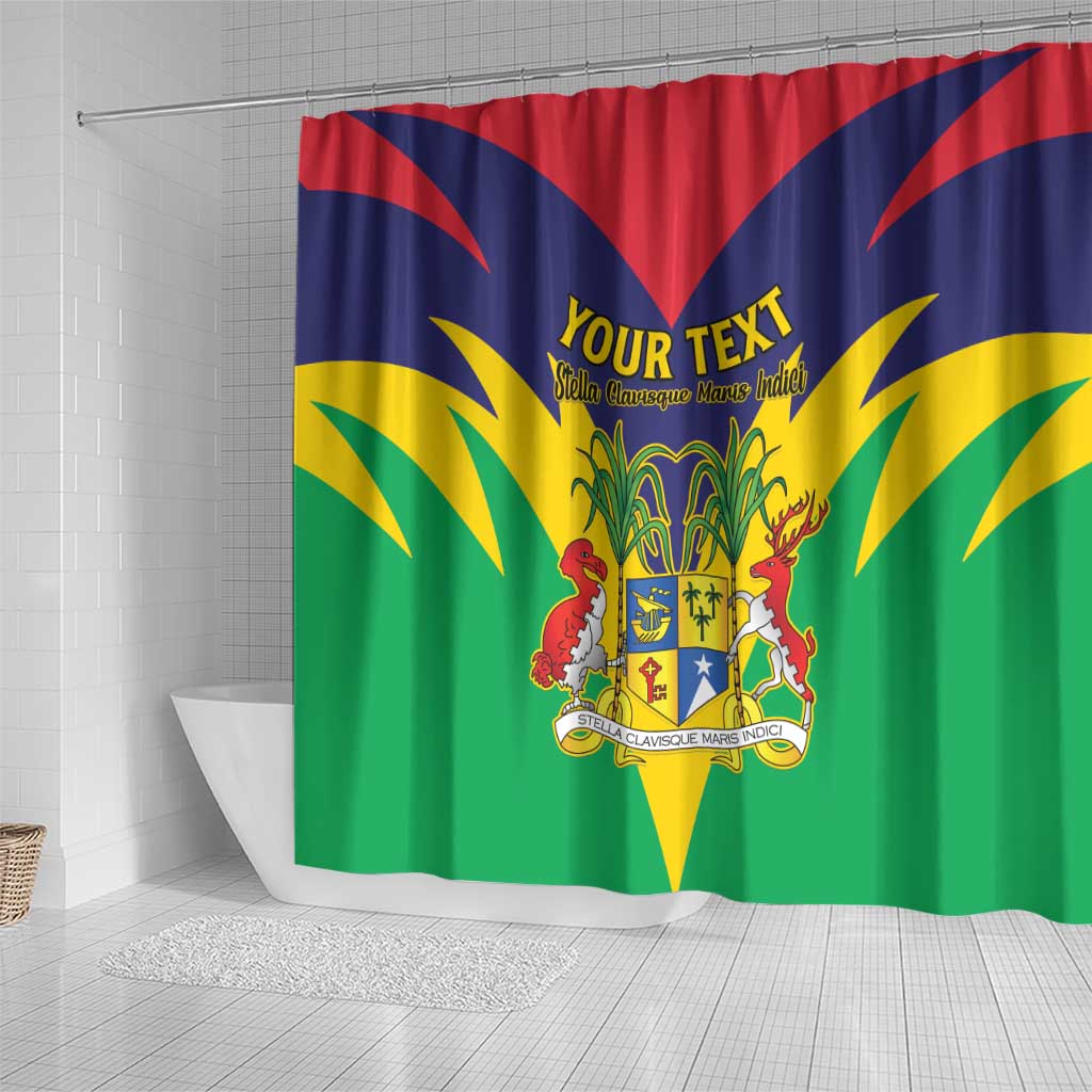 Personalised Republique de Maurice Shower Curtain Coat Of Arms Flag Style