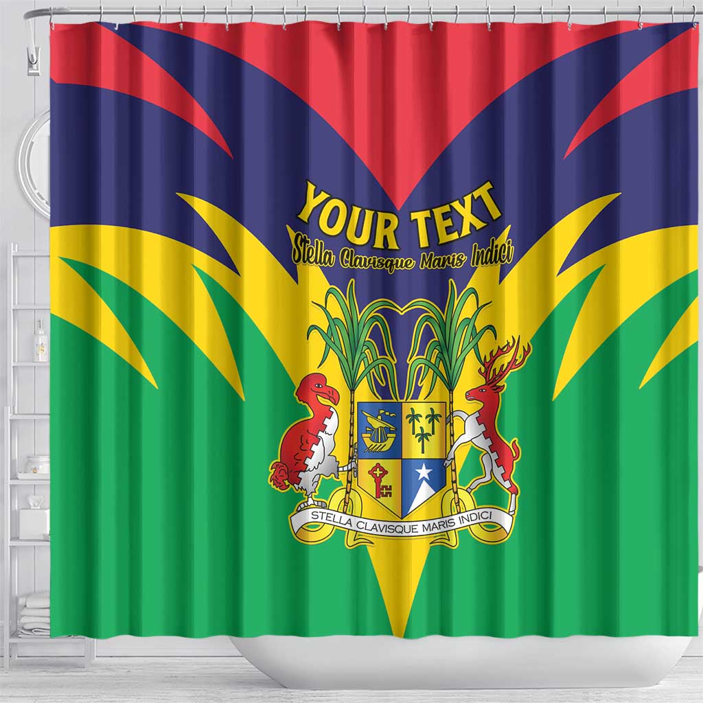 Personalised Republique de Maurice Shower Curtain Coat Of Arms Flag Style