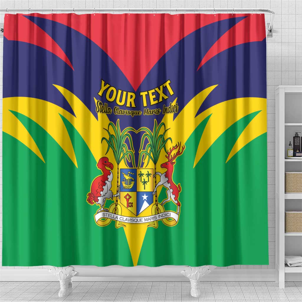 Personalised Republique de Maurice Shower Curtain Coat Of Arms Flag Style