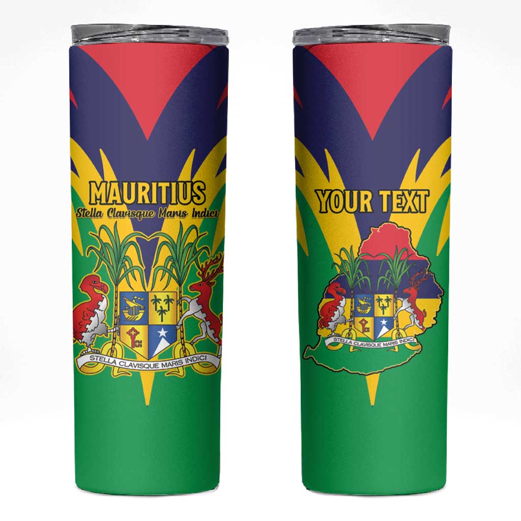 Personalised Republique de Maurice Skinny Tumbler Coat Of Arms Flag Style