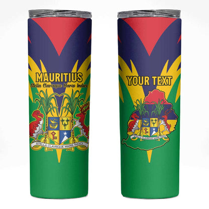Personalised Republique de Maurice Skinny Tumbler Coat Of Arms Flag Style