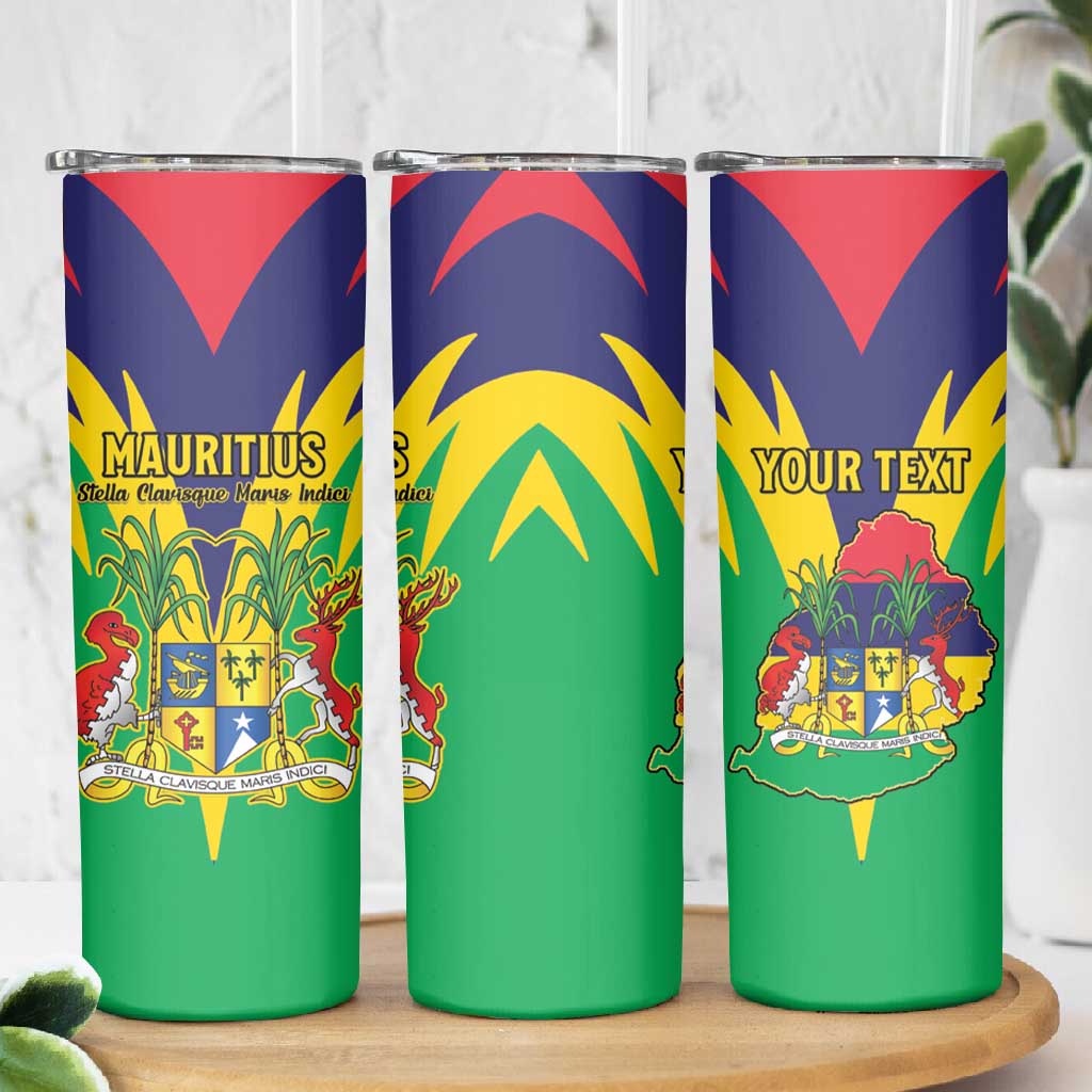 Personalised Republique de Maurice Skinny Tumbler Coat Of Arms Flag Style