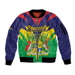 Personalised Republique de Maurice Sleeve Zip Bomber Jacket Coat Of Arms Flag Style