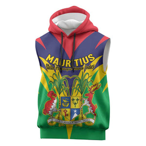 Personalised Republique de Maurice Sleeveless Hoodie Coat Of Arms Flag Style - African Pride