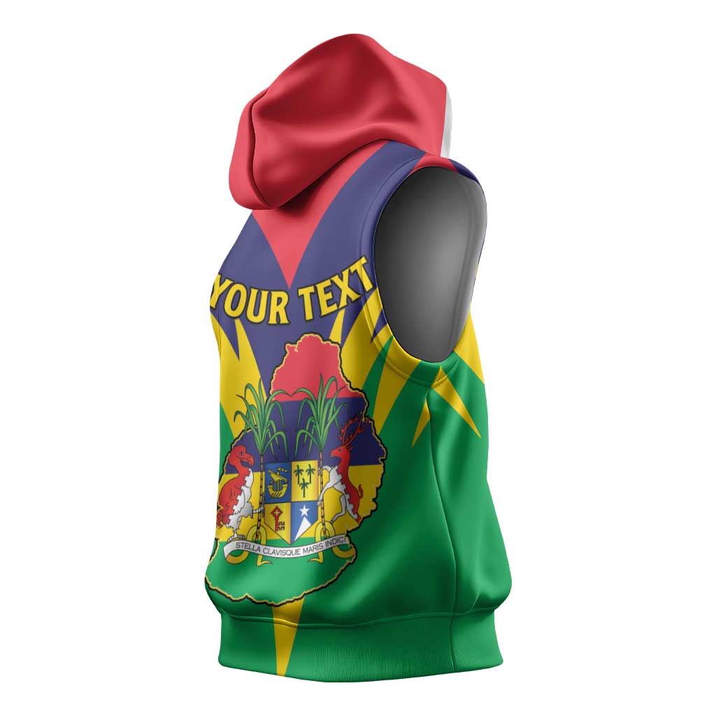 Personalised Republique de Maurice Sleeveless Hoodie Coat Of Arms Flag Style - African Pride