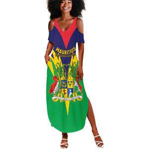 Personalised Republique de Maurice Summer Maxi Dress Coat Of Arms Flag Style