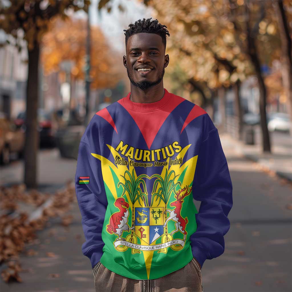 Personalised Republique de Maurice Sweatshirt Coat Of Arms Flag Style