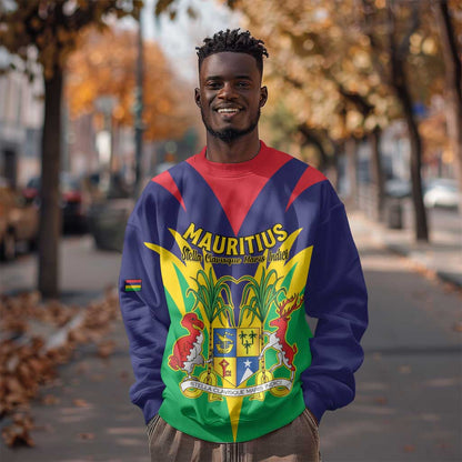 Personalised Republique de Maurice Sweatshirt Coat Of Arms Flag Style