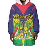 Personalised Republique de Maurice Wearable Blanket Hoodie Coat Of Arms Flag Style