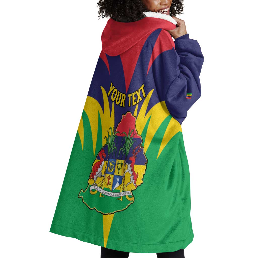 Personalised Republique de Maurice Wearable Blanket Hoodie Coat Of Arms Flag Style
