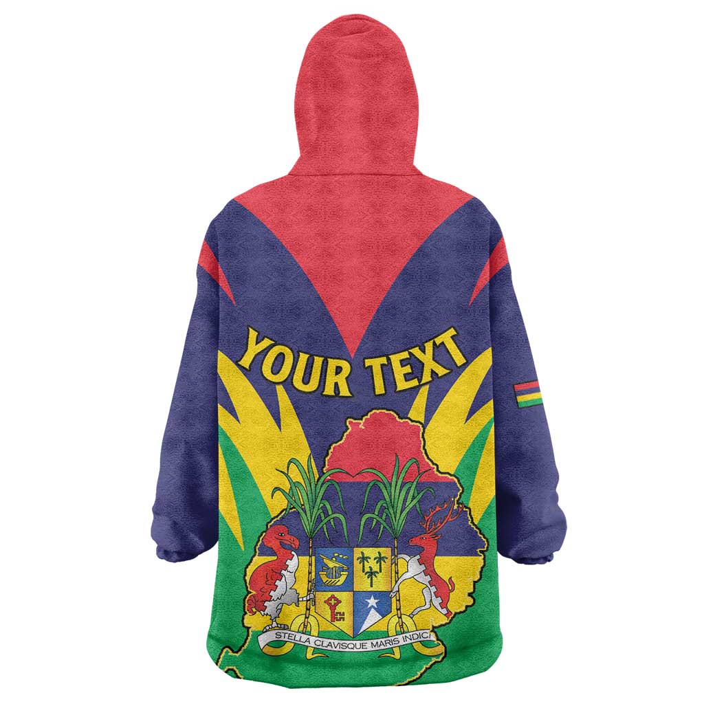 Personalised Republique de Maurice Wearable Blanket Hoodie Coat Of Arms Flag Style