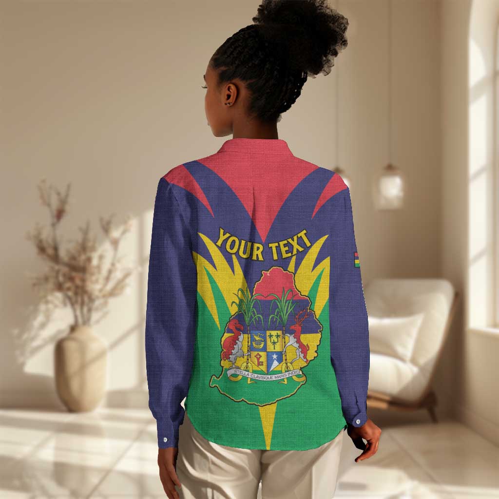 Personalised Republique de Maurice Women Casual Shirt Coat Of Arms Flag Style