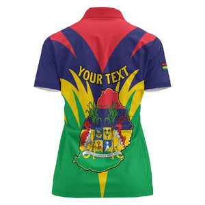 Personalised Republique de Maurice Women Polo Shirt Coat Of Arms Flag Style
