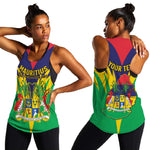 Personalised Republique de Maurice Women Racerback Tank Coat Of Arms Flag Style