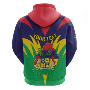 Personalised Republique de Maurice Zip Hoodie Coat Of Arms Flag Style