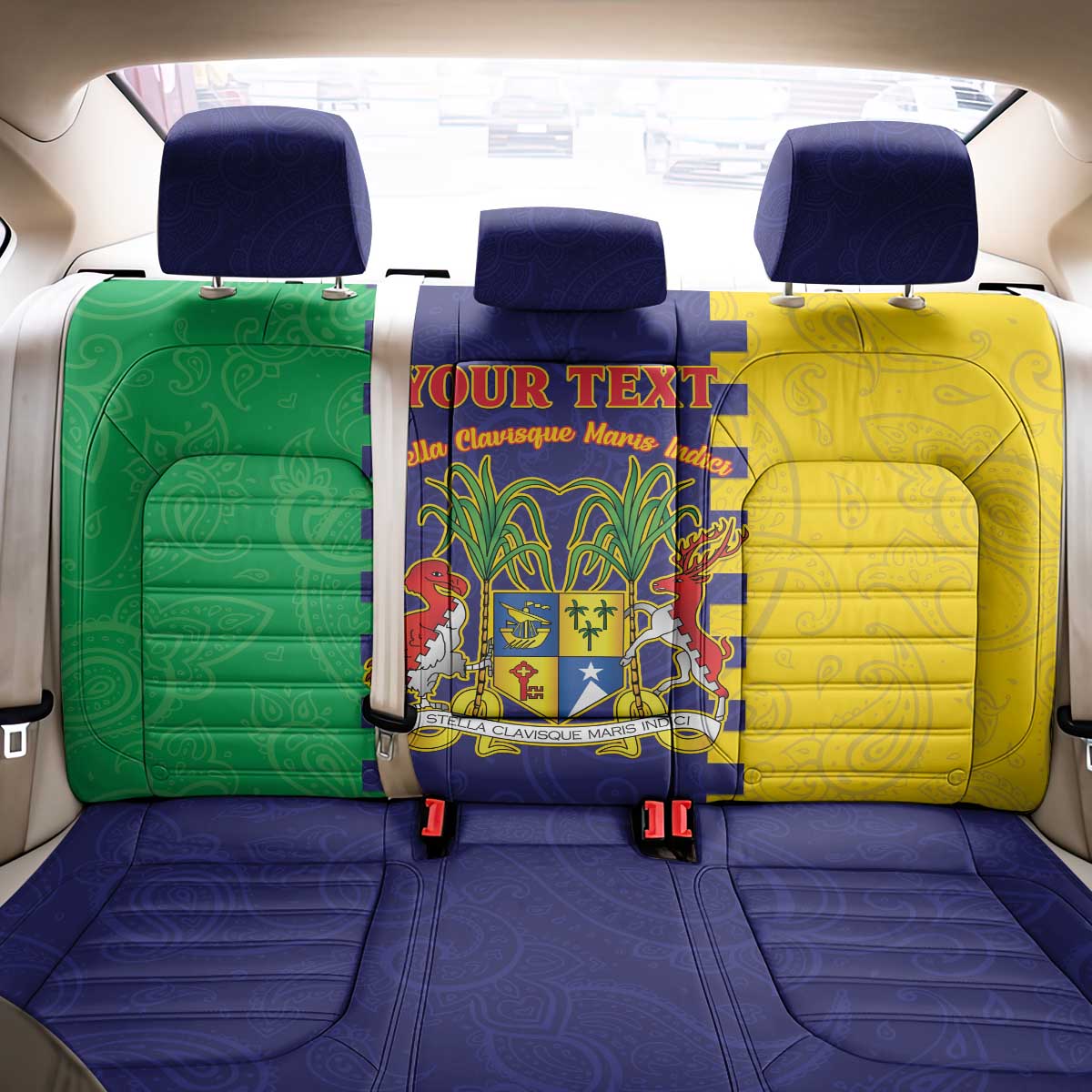Personalised Republique de Maurice Back Car Seat Cover Stella Clavisque Maris Indici