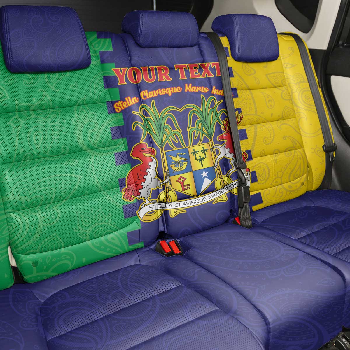Personalised Republique de Maurice Back Car Seat Cover Stella Clavisque Maris Indici